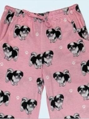 Shih Tzu Pajama Pants by Comfies Bubblegum Pink Dog Breed Design Size M Like New